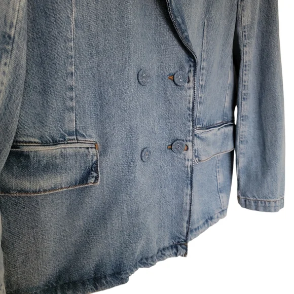 ZARA Denim Double Breasted Blazer Boxy Oversized Jacket Blue Women’s Siz… - Picture 10 of 17